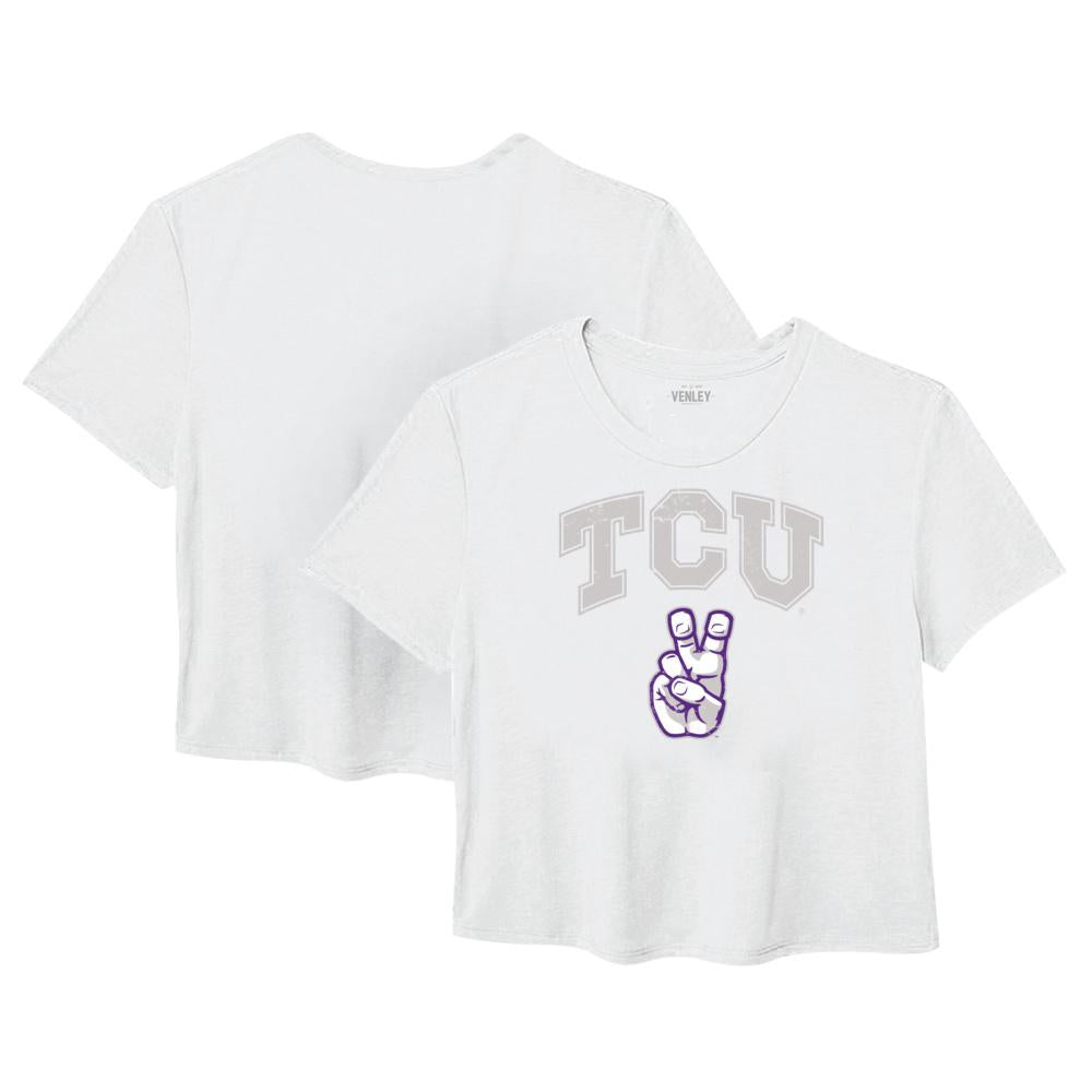 TCU Horned Frogs Women's Peace Logo Ideal Crop T-Shirt - Team Spirit Store USA 
