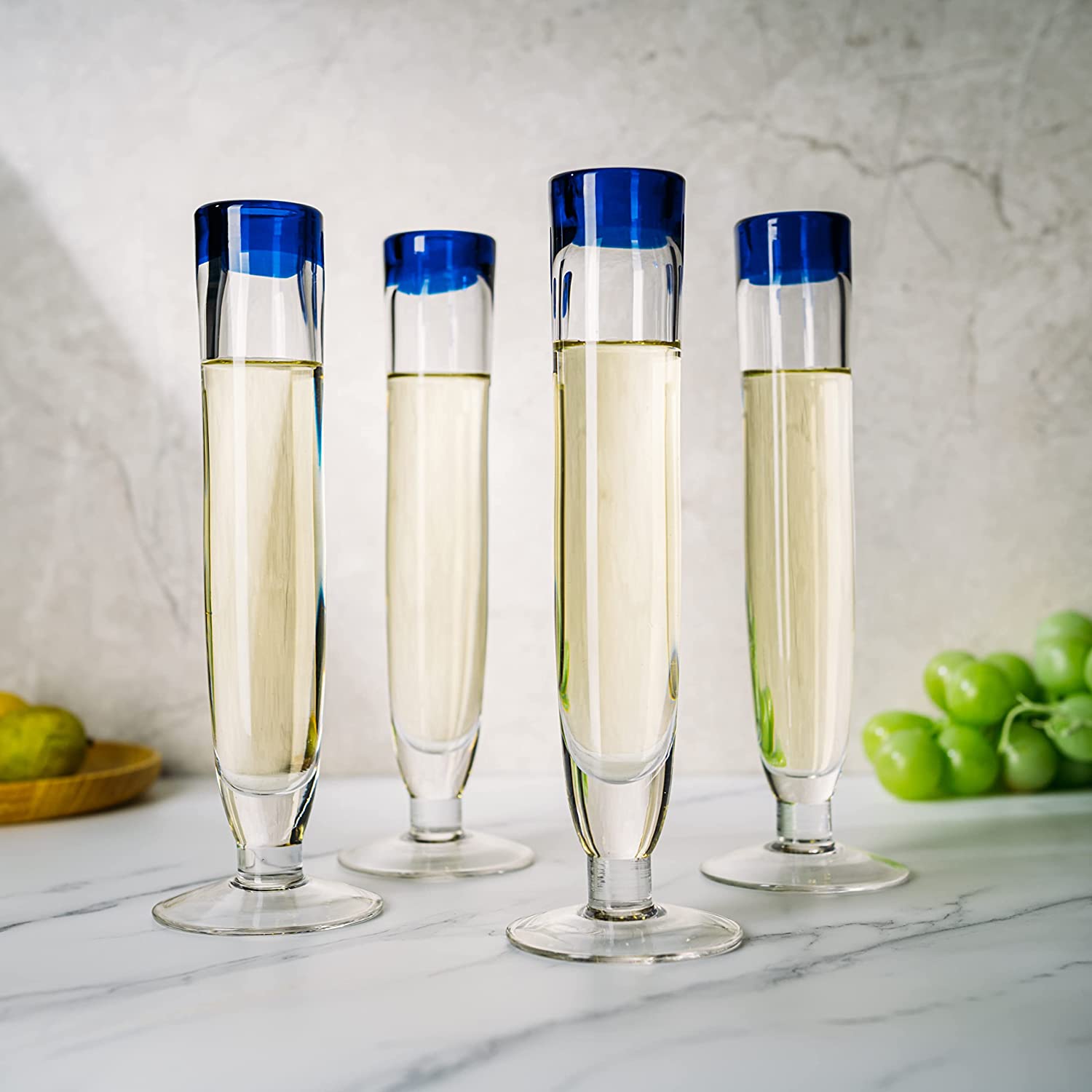 Fancy Clear Flute Glass Hand Blown Borosilicate Glass Champagne Flute Glass