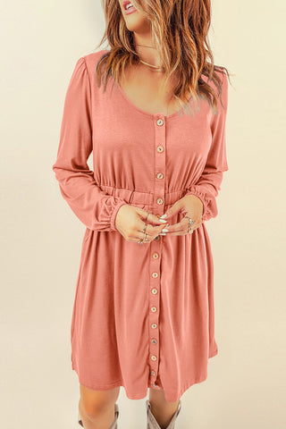 Button Down Long Sleeve Dress with Pockets - Team Spirit Store USA 