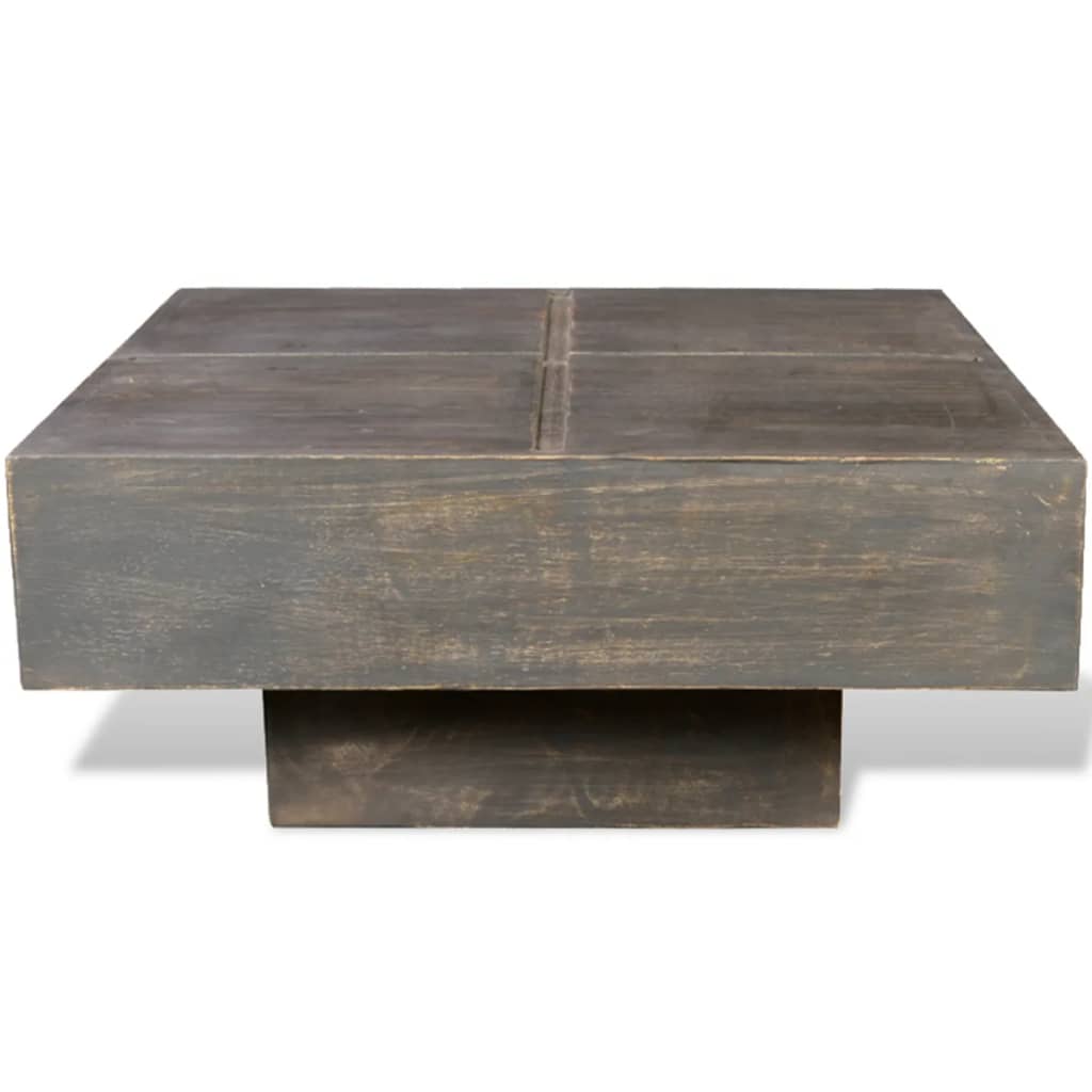 vidaXL Solid Mango Wood Coffee Table Living Room Side Table Brown/Dark Brown-7