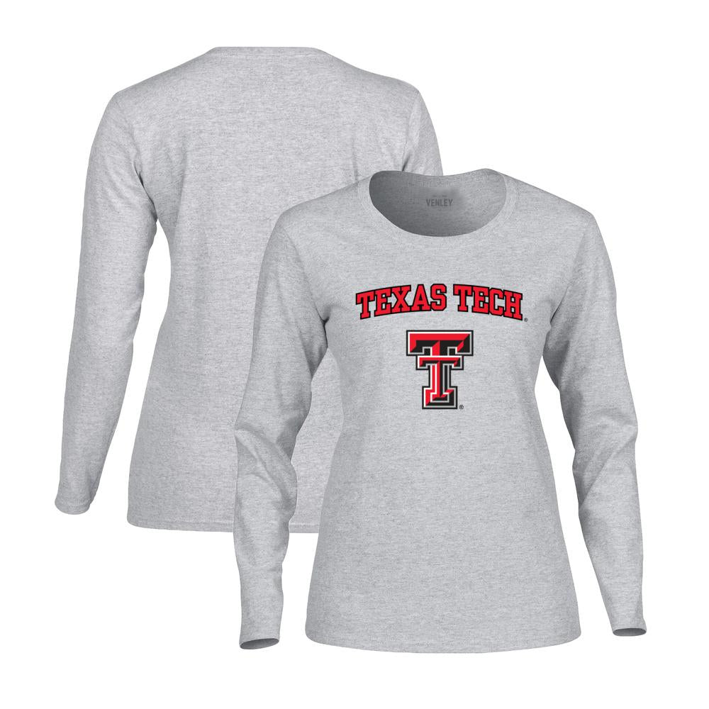 Texas Tech Red Raiders Script Logo Women's Heavy Cotton Long Sleeve Tee - Team Spirit Store USA 