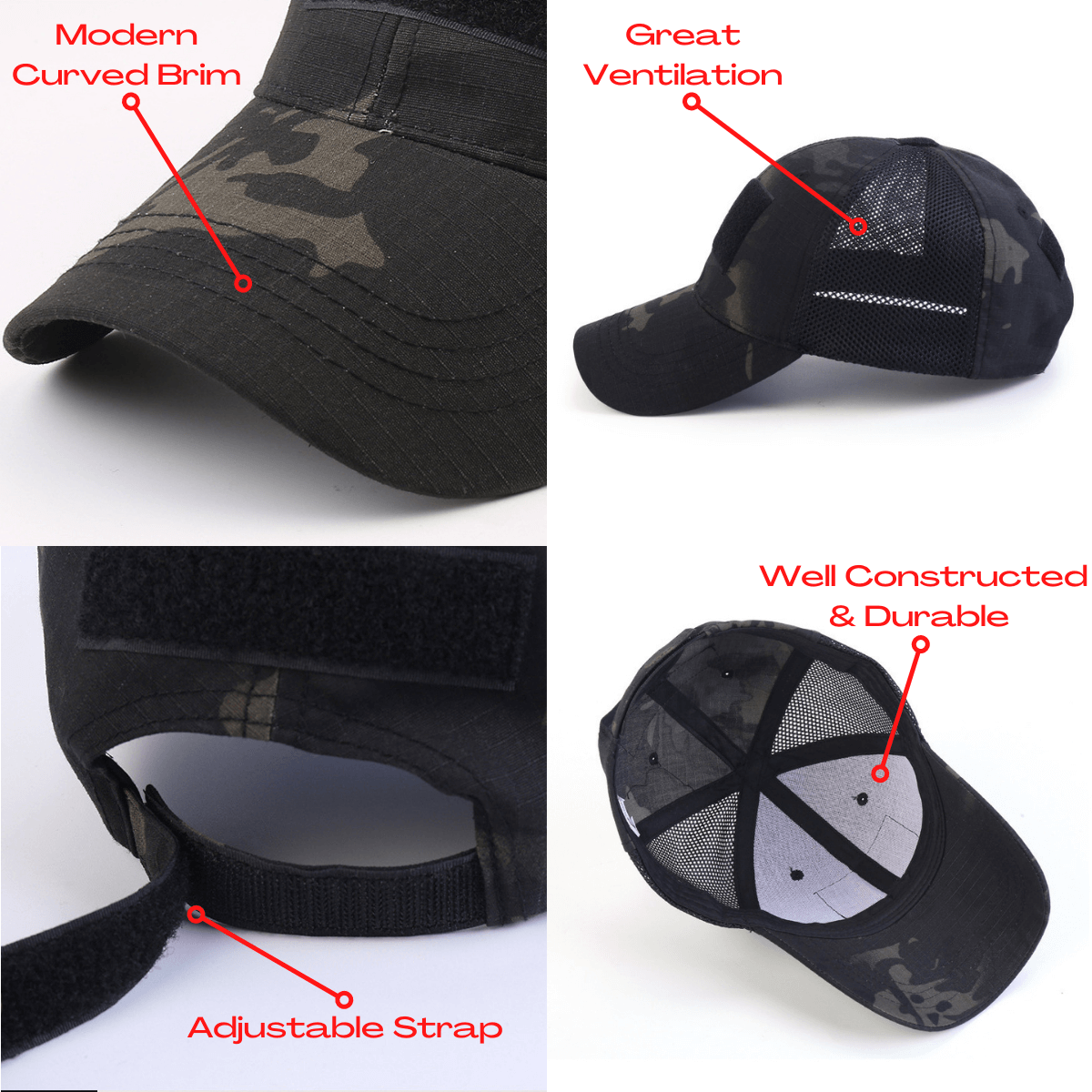 Tactical-Style Patch Hat with Adjustable Strap-36