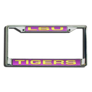 LSU Tigers License Plate Frame Laser Cut Chrome - Team Spirit Store USA 