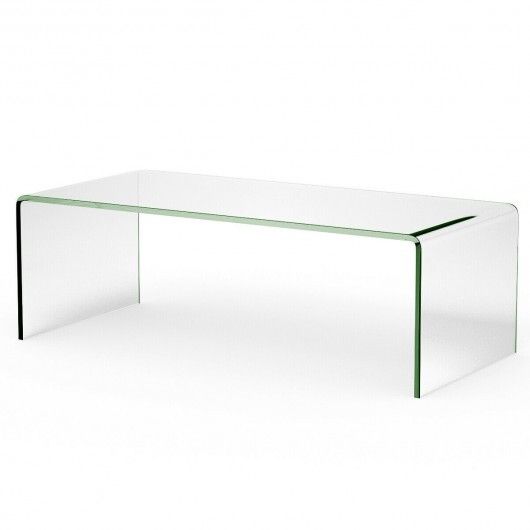 Clear Tempered Glass Coffee Table with Rounded Edges - Team Spirit Store USA 