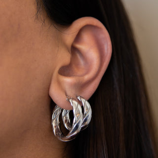 Italian Big Round Silver Earrings - Team Spirit Store USA 