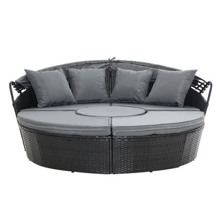 Gardeon Outdoor Lounge Setting Sofa Patio Furniture Wicker Garden Rattan Set Day Bed Black-2