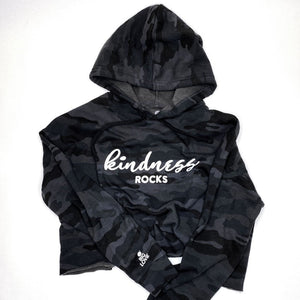 Black Camo Kindness Rocks Long Sleeve Hoodie Sweatshirt - Team Spirit Store USA 