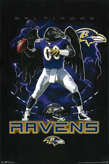 Baltimore Ravens Purple Thrower 24x36 Premium Poster - Team Spirit Store USA 