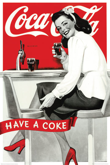 Coca Cola Vintage Ad 24x36 Premium Poster - Team Spirit Store USA 