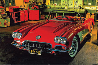 Corvette in the Garage 24x36 Premium Poster - Team Spirit Store USA 