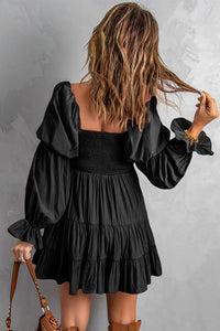 Smocked Off-Shoulder Tiered Mini Dress - Team Spirit Store USA 