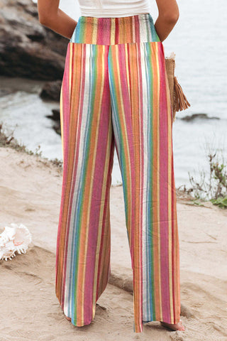 Striped Smocked Waist Pants - Team Spirit Store USA 