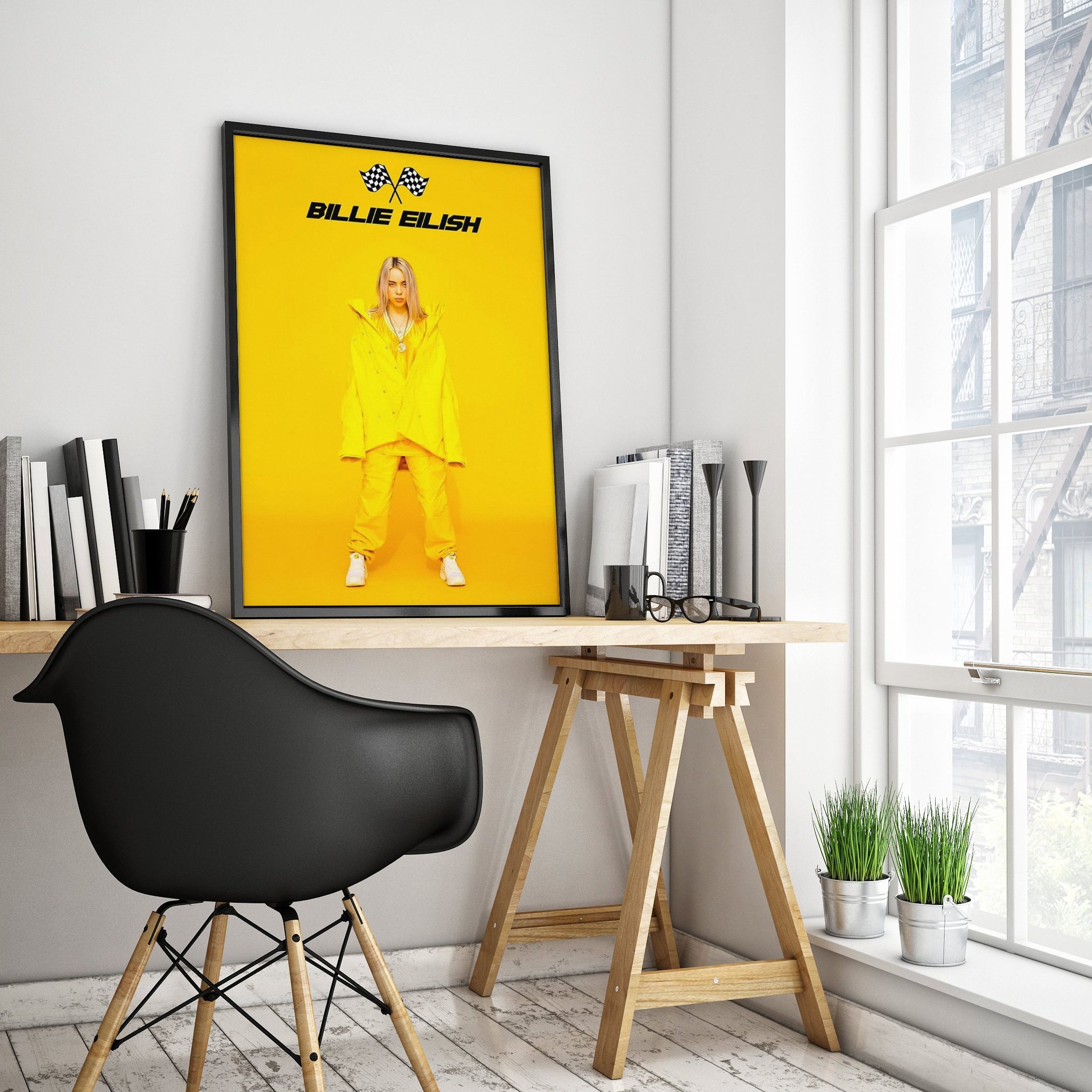 Billie Eilish Yellow Racer Premium Poster - Team Spirit Store USA 