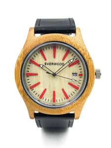 Kylemore Bamboo Black Leather Watch - Team Spirit Store USA 