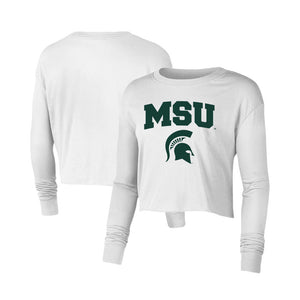 Michigan State Spartans Cropped Long Sleeve Tee - Team Spirit Store USA 