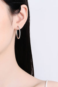 Rhodium-Plated Moissanite Hoop Earrings - Team Spirit Store USA 