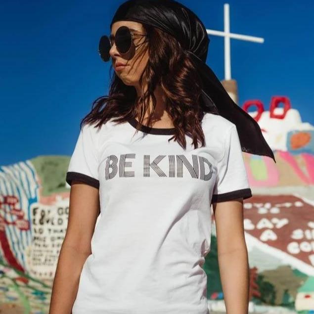 Be Kind Retro Fitted Ringer Tee - Team Spirit Store USA 