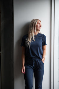 Amalia Ribbed Knit Jogger Set Navy - Team Spirit Store USA 